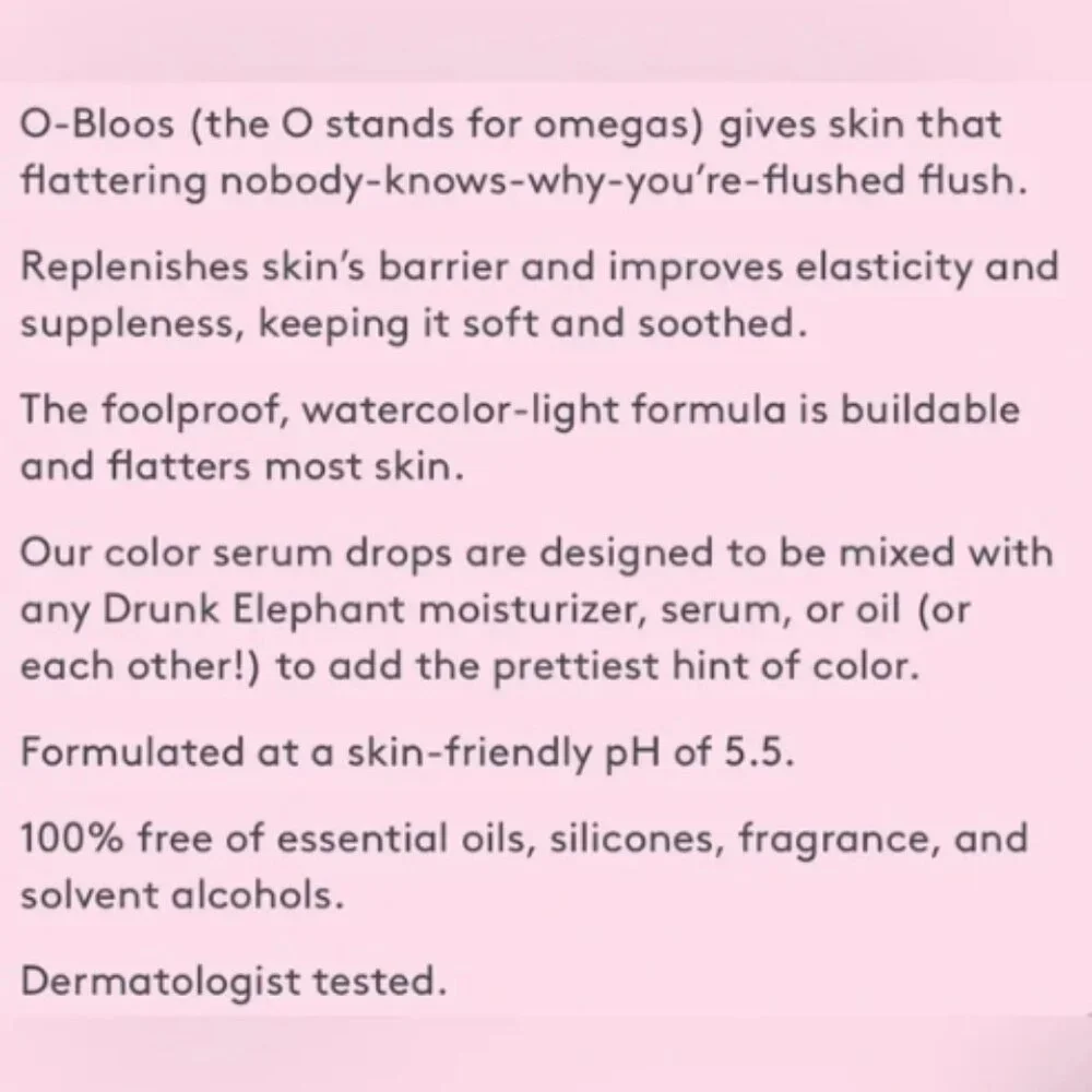 Drunk Elephant O-Bloos Rosi Drops Fortify+Blush 1 fl oz  Full Size NIB